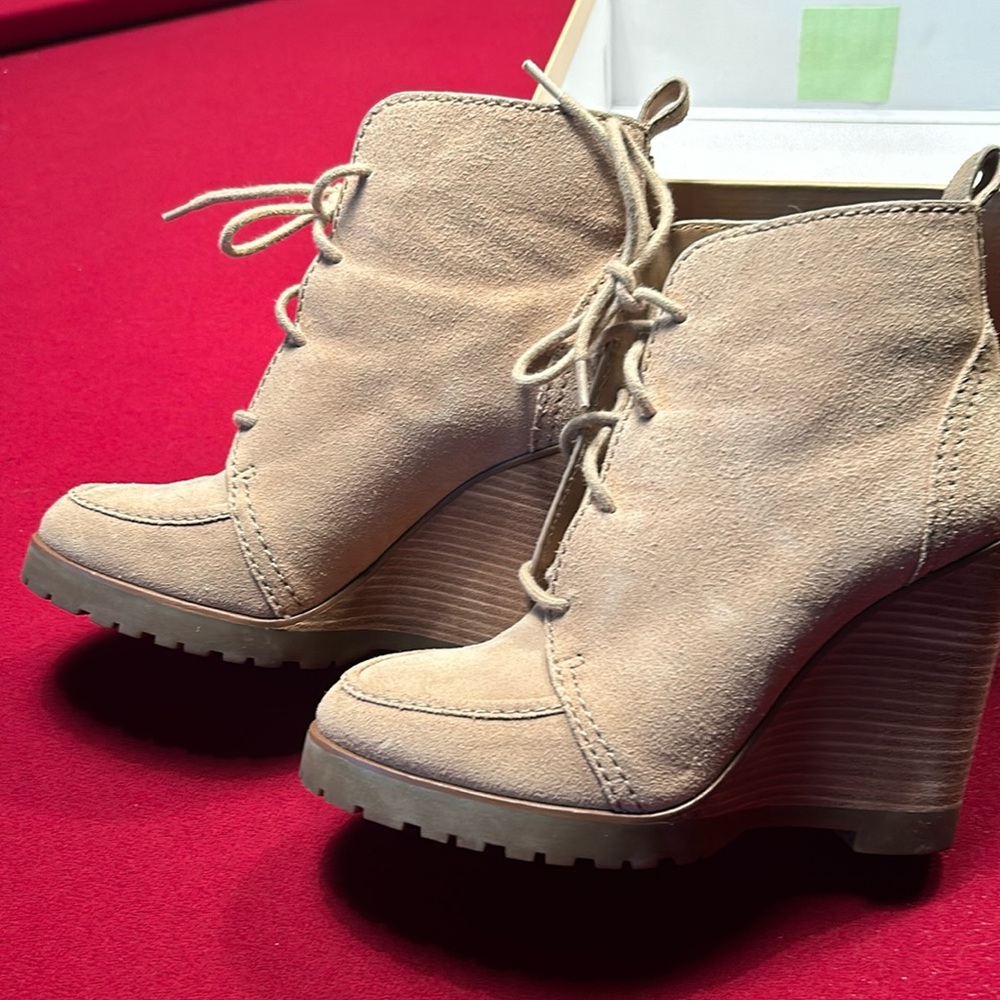 Michael Kors Suede Piper Wedge Booties 6m